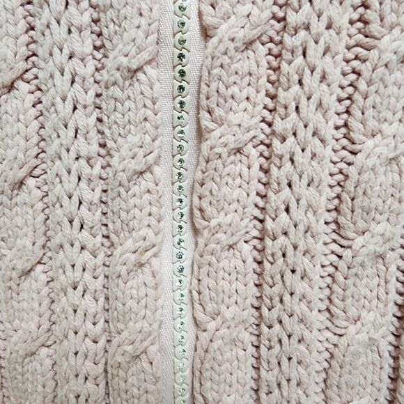 Storybook Knits Sweater Womens 2X Pink Cable Knit Cardigan Full Zip Rhinestones - Picture 8 of 14